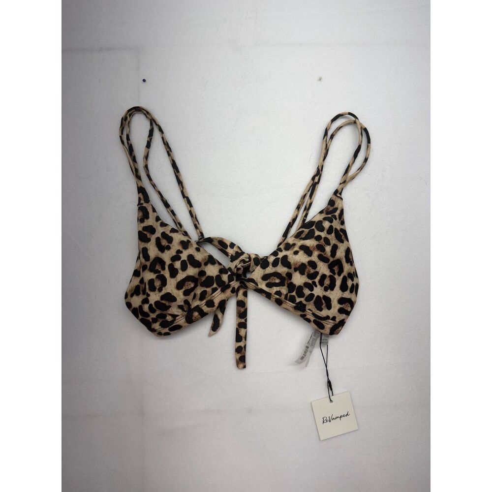 ReVamped Women's XL Leopard Print Triangle Bikini Top NWT